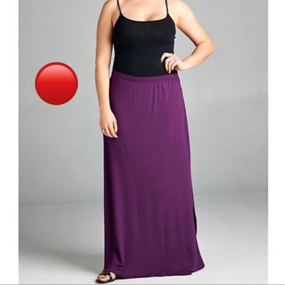 plus size purple maxi skirt